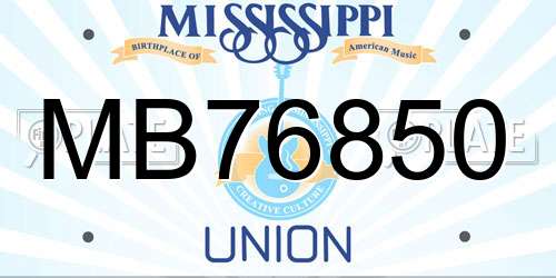 MB76850 Mississippi License Plate