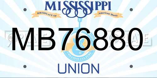 MB76880 Mississippi License Plate