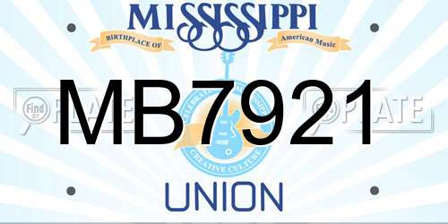 MB7921 Mississippi License Plate