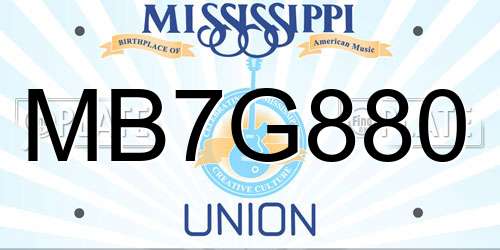MB7G880 Mississippi License Plate