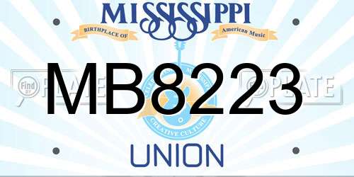 MB8223 Mississippi License Plate