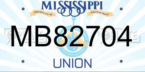 MB82704 Mississippi License Plate