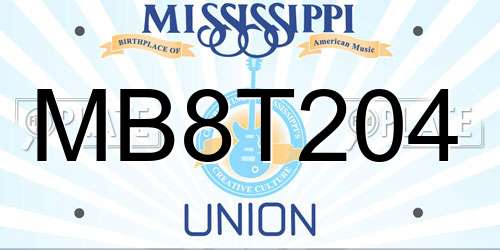 MB8T204 Mississippi License Plate