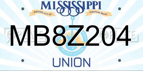 MB8Z204 Mississippi License Plate