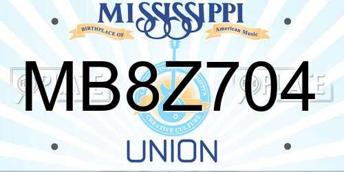 MB8Z704 Mississippi License Plate
