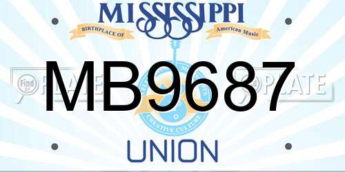MB9687 Mississippi License Plate