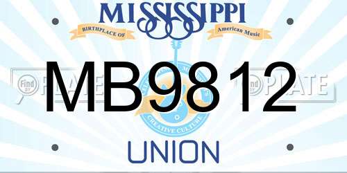 MB9812 Mississippi License Plate