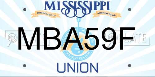 MBA59F Mississippi License Plate