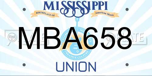 MBA658 Mississippi License Plate
