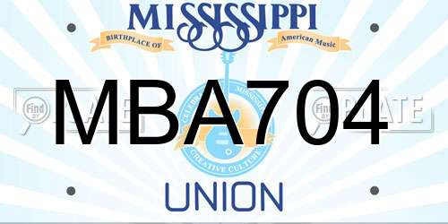 MBA704 Mississippi License Plate