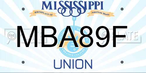 MBA89F Mississippi License Plate