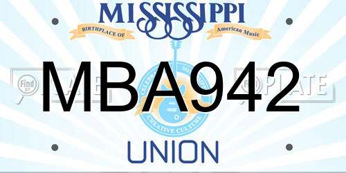 MBA942 Mississippi License Plate