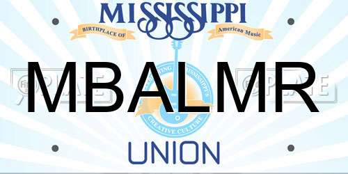 MBALMR Mississippi License Plate