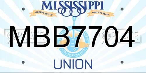 MBB7704 Mississippi License Plate