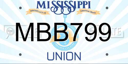 MBB799 Mississippi License Plate