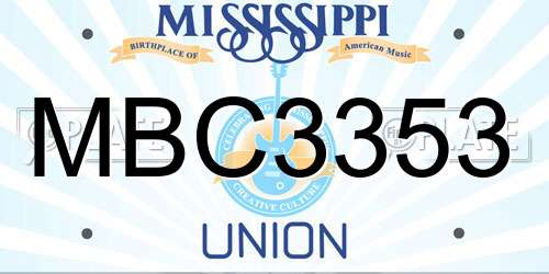 MBC3353 Mississippi License Plate