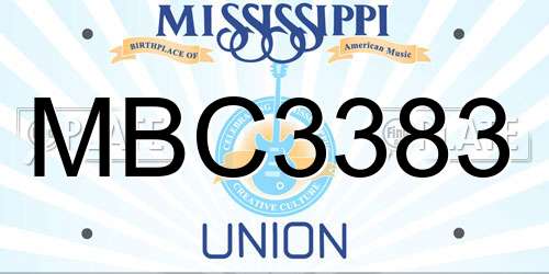MBC3383 Mississippi License Plate