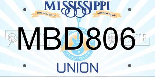 MBD806 Mississippi License Plate