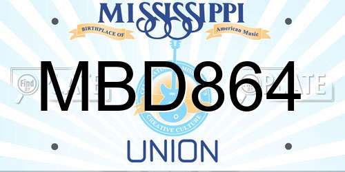 MBD864 Mississippi License Plate