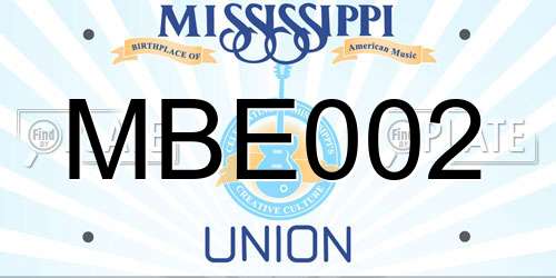 MBE002 Mississippi License Plate