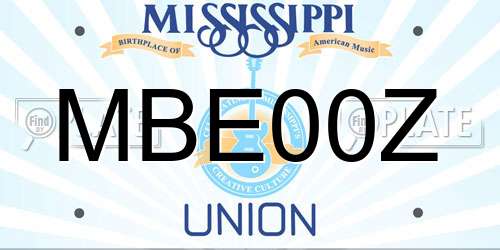 MBE00Z Mississippi License Plate