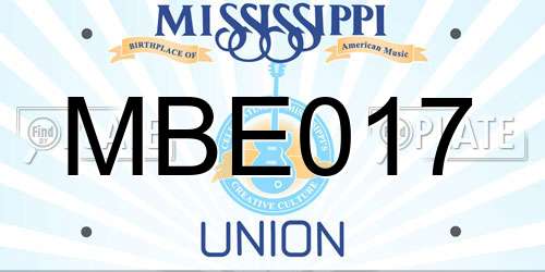 MBE017 Mississippi License Plate