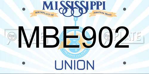 MBE902 Mississippi License Plate