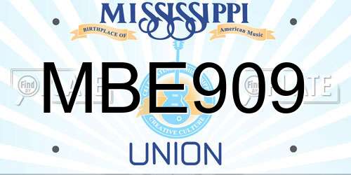 MBE909 Mississippi License Plate