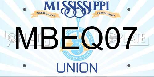 MBEQ07 Mississippi License Plate