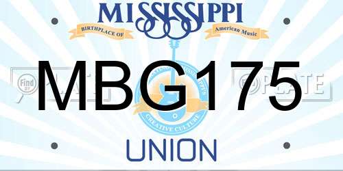 MBG175 Mississippi License Plate