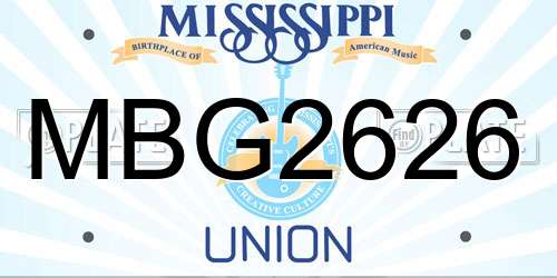 MBG2626 Mississippi License Plate