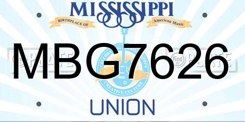 MBG7626 Mississippi License Plate