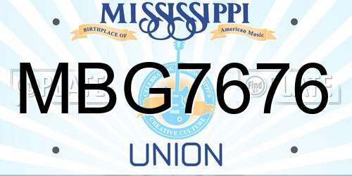 MBG7676 Mississippi License Plate
