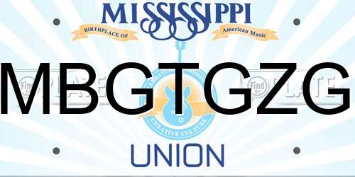 MBGTGZG Mississippi License Plate
