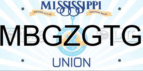 MBGZGTG Mississippi License Plate