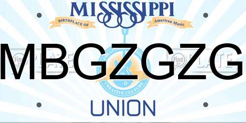MBGZGZG Mississippi License Plate