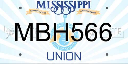 MBH566 Mississippi License Plate