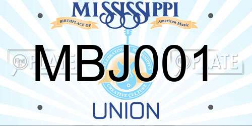MBJ001 Mississippi License Plate