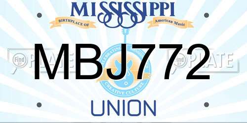 MBJ772 Mississippi License Plate