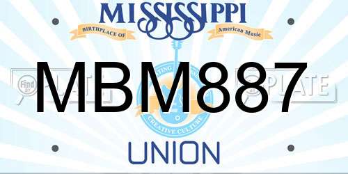 MBM887 Mississippi License Plate