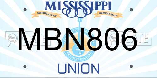 MBN806 Mississippi License Plate