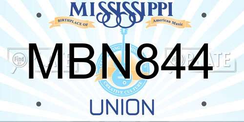 MBN844 Mississippi License Plate