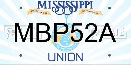MBP52A Mississippi License Plate