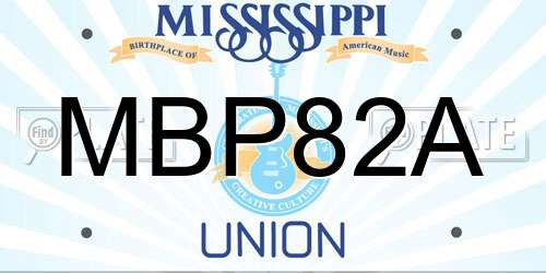 MBP82A Mississippi License Plate