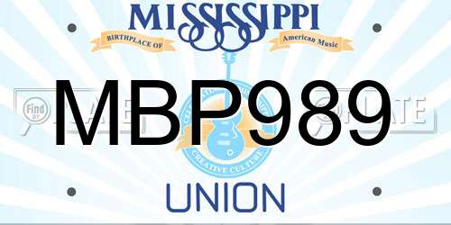 MBP989 Mississippi License Plate