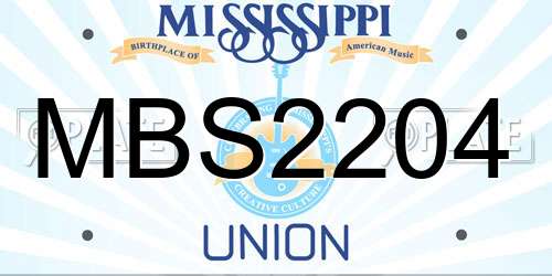 MBS2204 Mississippi License Plate