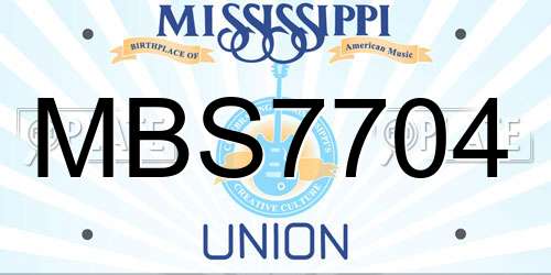 MBS7704 Mississippi License Plate