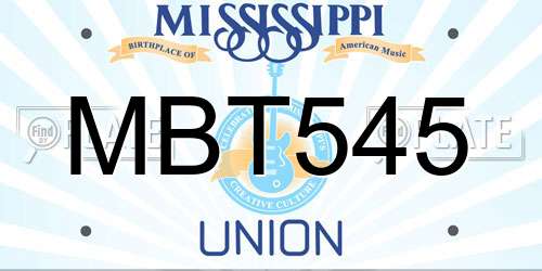 MBT545 Mississippi License Plate