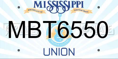 MBT6550 Mississippi License Plate