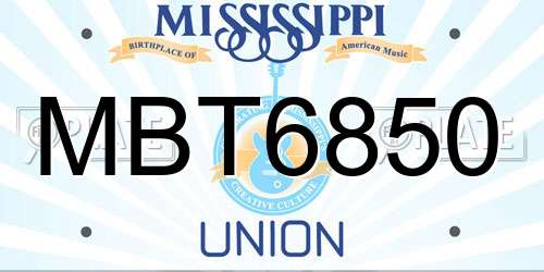 MBT6850 Mississippi License Plate